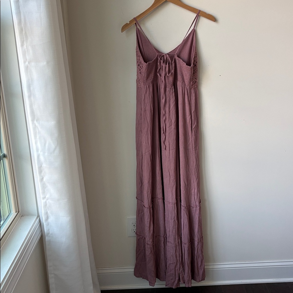 Wishlist Crochet Top Tiered Maxi Dress in Dusty Rose Adjustable Feminine Size L - Picture 3 of 11